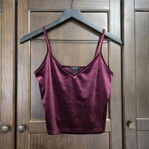 Forever 21 Cropped‎ Velvet Cami Tank Burgandy Holiday Whimsigoth Dark Fairy Med